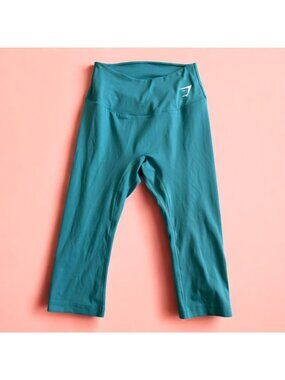 GYMSHARK Women's Aqua Crop Workout Leggings Size Small